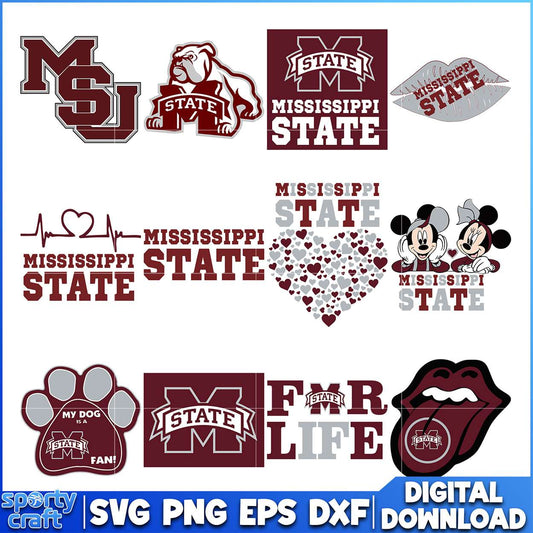 Mississippi State SVG Bundle Logos, ncaa final svg, ncaa seasons svg