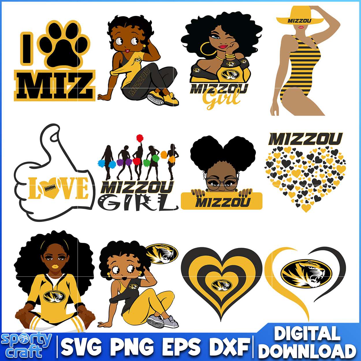 Mizzou SVG Bundle Girl Power Design, ncaa final svg, ncaa seasons svg