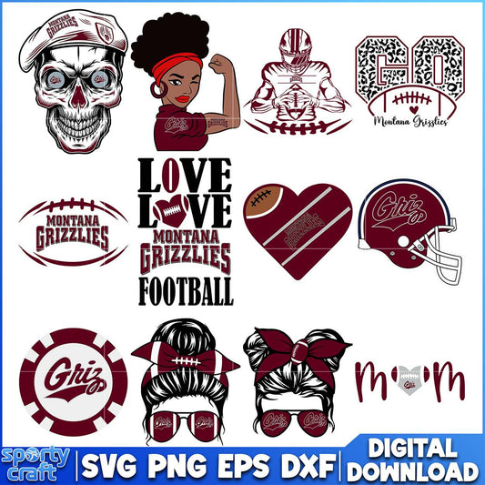 Montana Grizzlies SVG Bundle Football Mom Designs, ncaa final svg, ncaa seasons svg