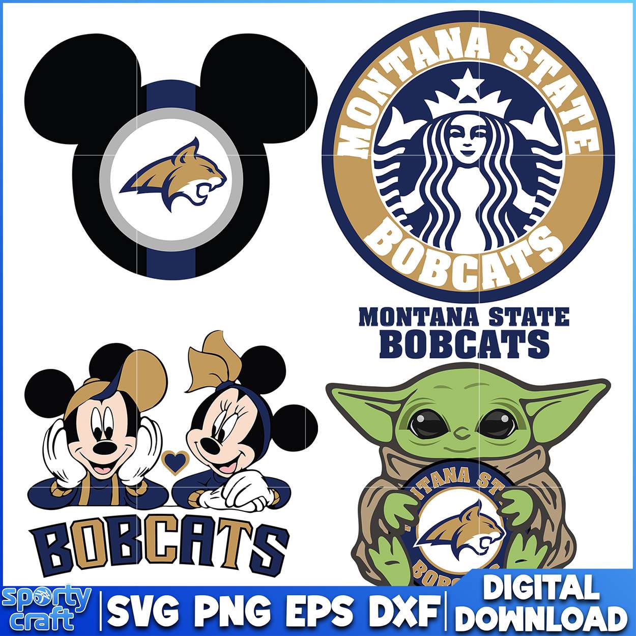 Montana State Bobcats SVG Bundle Mickey, ncaa rankings svg, ncaa games svg