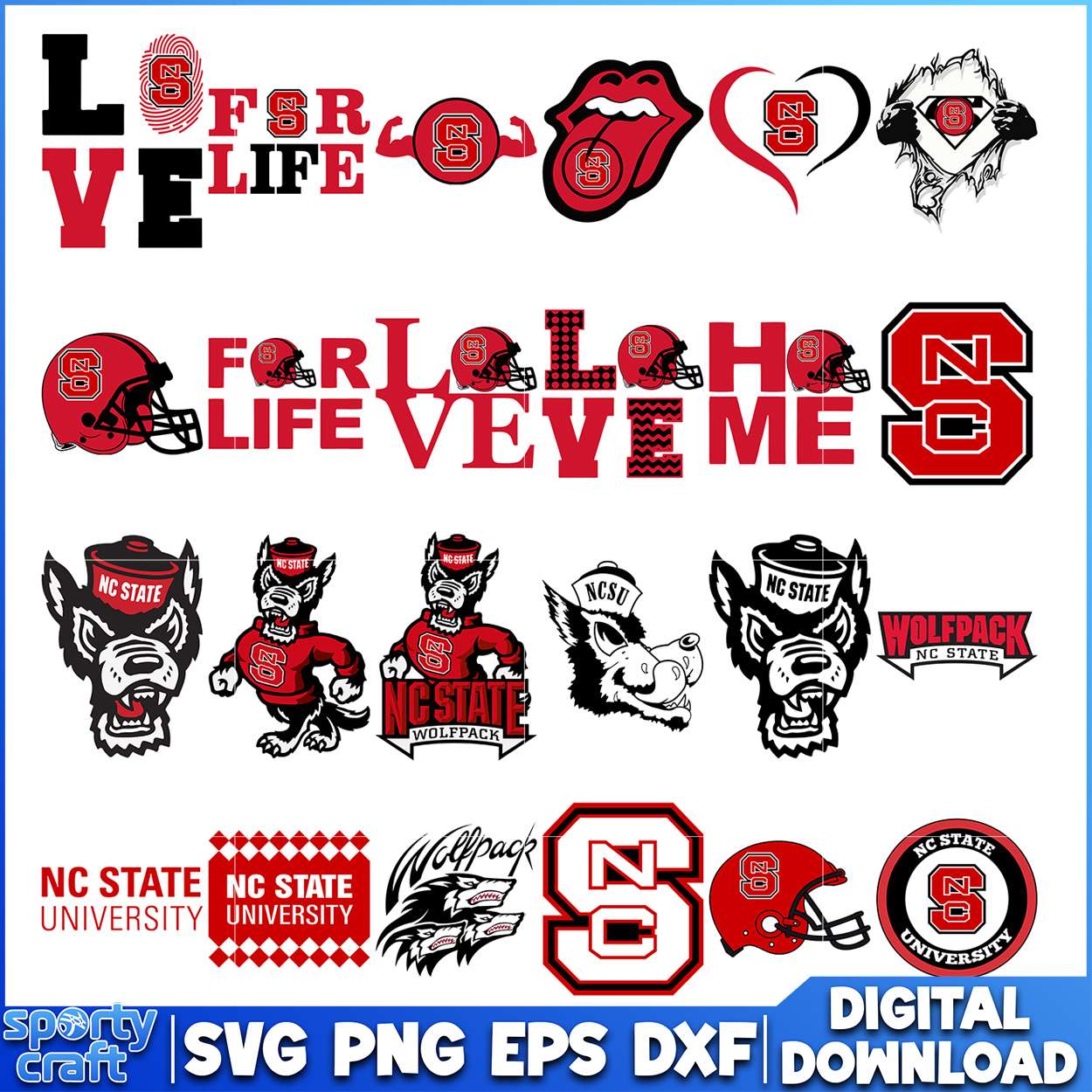 NC State Wolfpack SVG Bundle Logos, ncaa rankings svg, ncaa games svg
