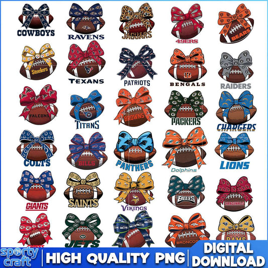Football Bow Logos Teams NFL Bundle PNG