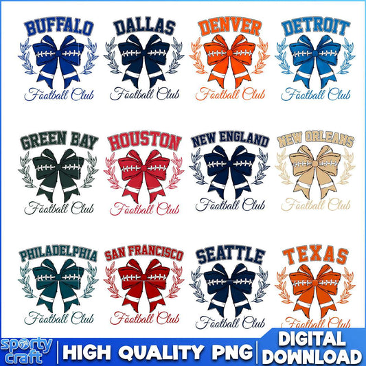 Football Bow NFL Logos Bundle PNG, NFL Teams PNG, nfl team png