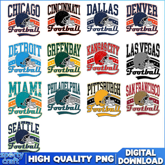 Custom Football Helmet NFL Football Bundle PNG, 12 Team Designs PNG, nfl team png