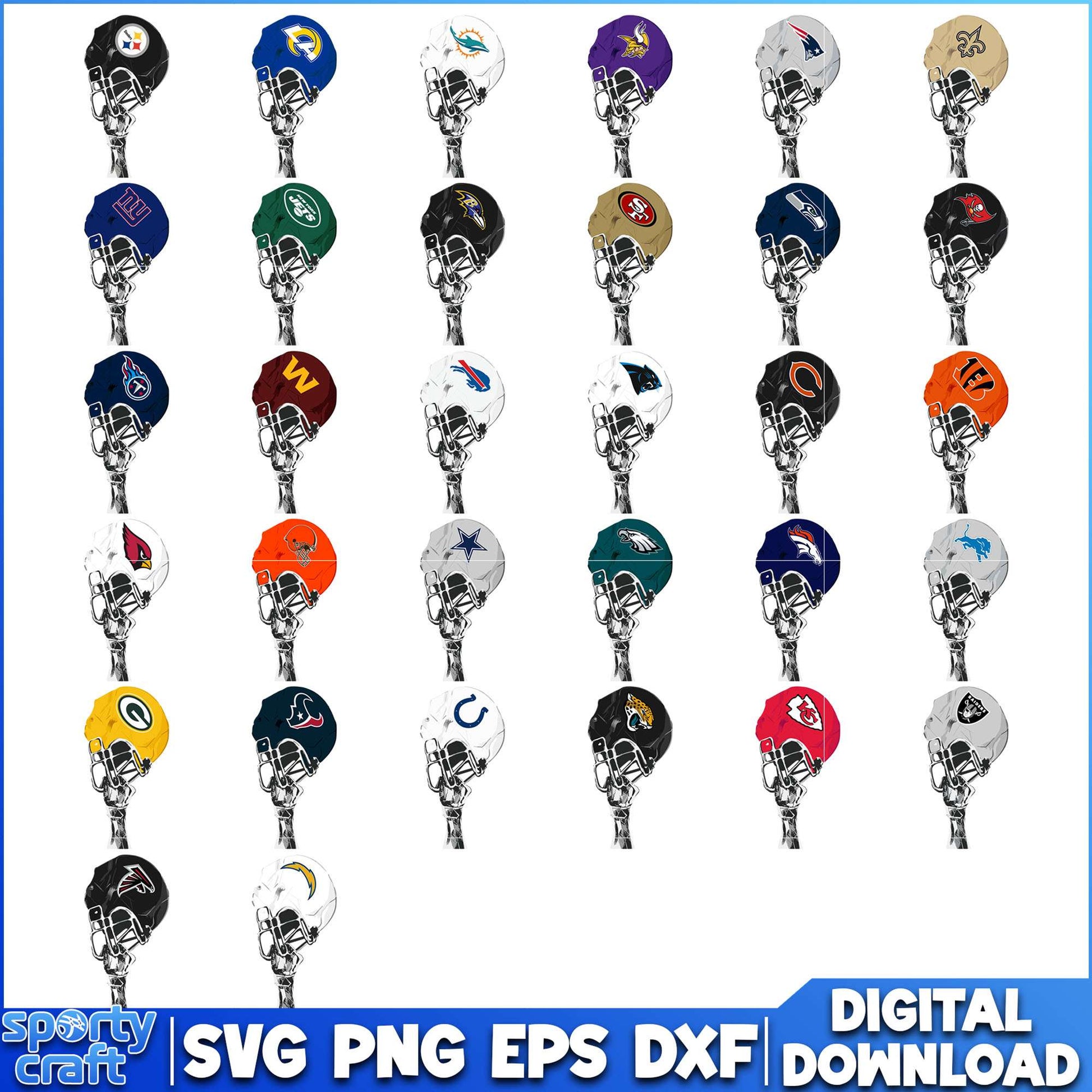 Helmet NFL Team Football Bundle SVG, NFL Teams SVG