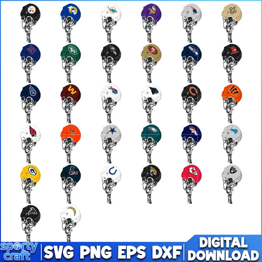 Helmet NFL Team Football Bundle SVG, NFL Teams SVG