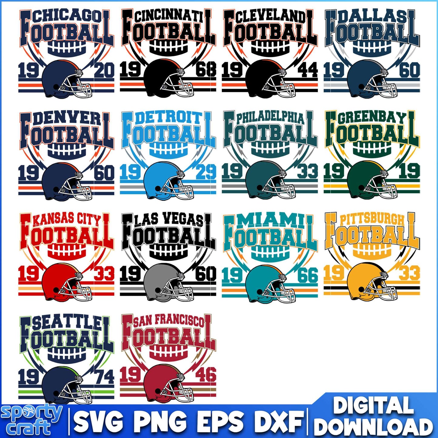 Helmet NFL Teams Logos Bundle SVG, NFL Football SVG, Nfl svg
