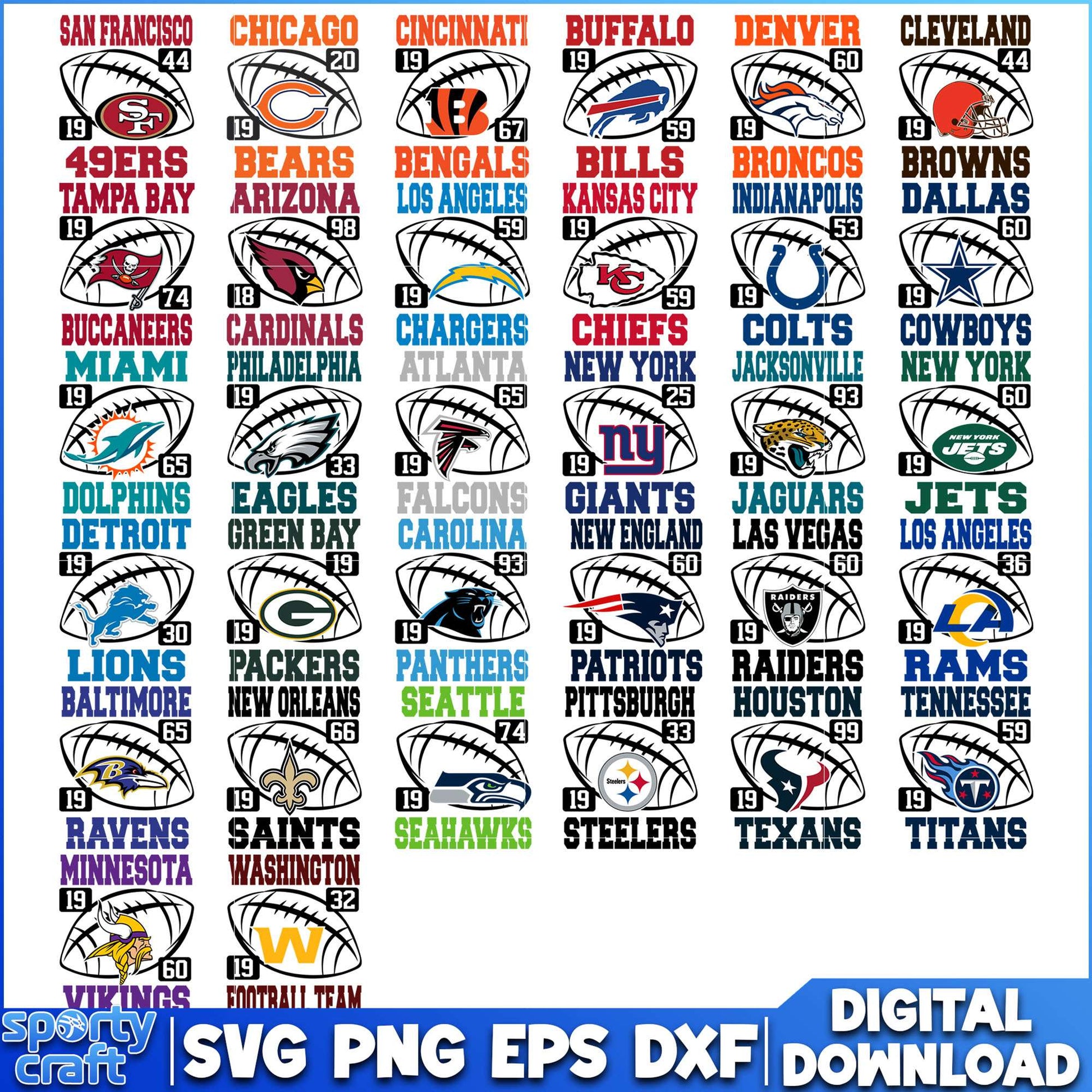 Logos est NFL Football Team Bundle SVG, NFL Teams SVG