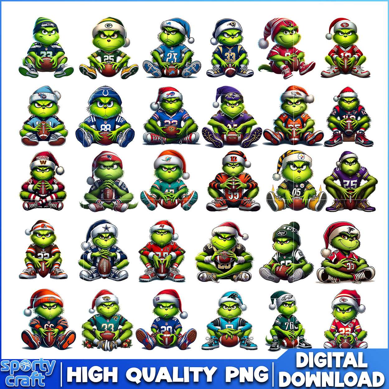 Grinch Boy NFL Football Bundle PNG, NFL Teams PNG, nfl season png