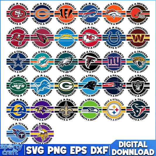 Once A Always NFL Logos Bundle SVG, NFL Teams SVG
