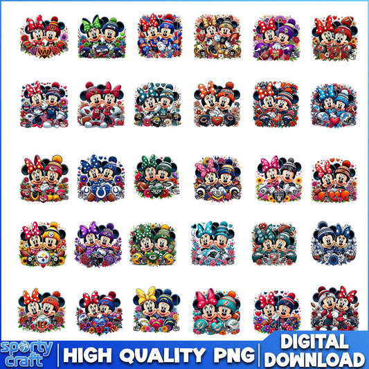 Mickey Minnie NFL Teams Bundle PNG, NFL Football PNG, nfl teams png