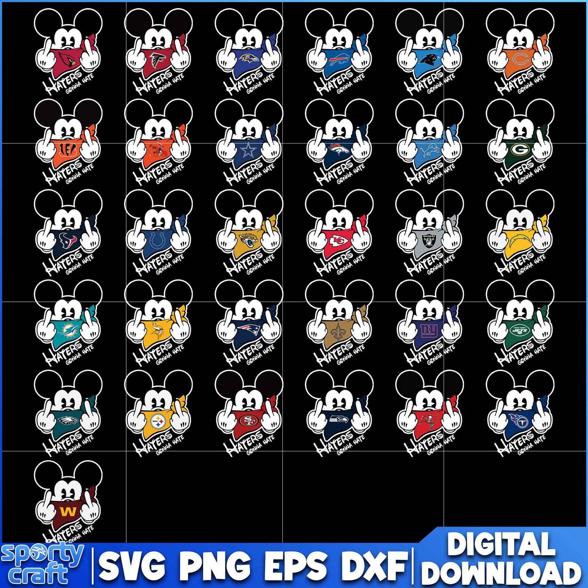 Mickey Mouse NFL Football SVG Bundle, NFL Teams SVG, super bowl svg