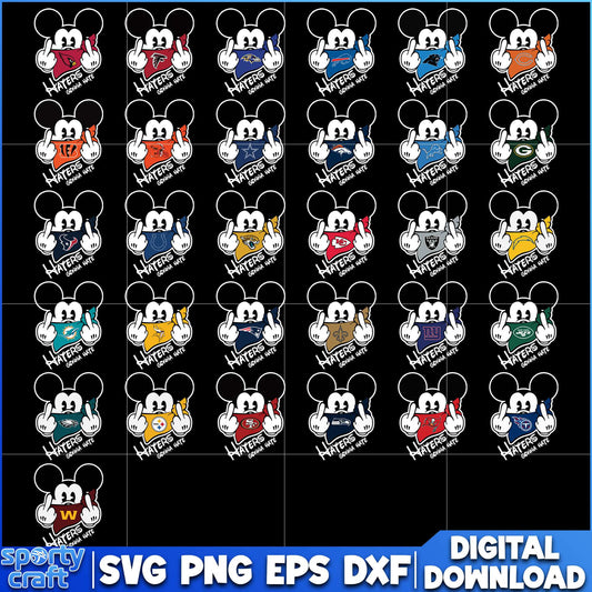Mickey Mouse NFL Football SVG Bundle, NFL Teams SVG, super bowl svg