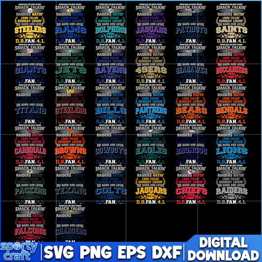 Smack Talkin Raiders Hatin NFL Bundle SVG, NFL Teams SVG, nfl final svg