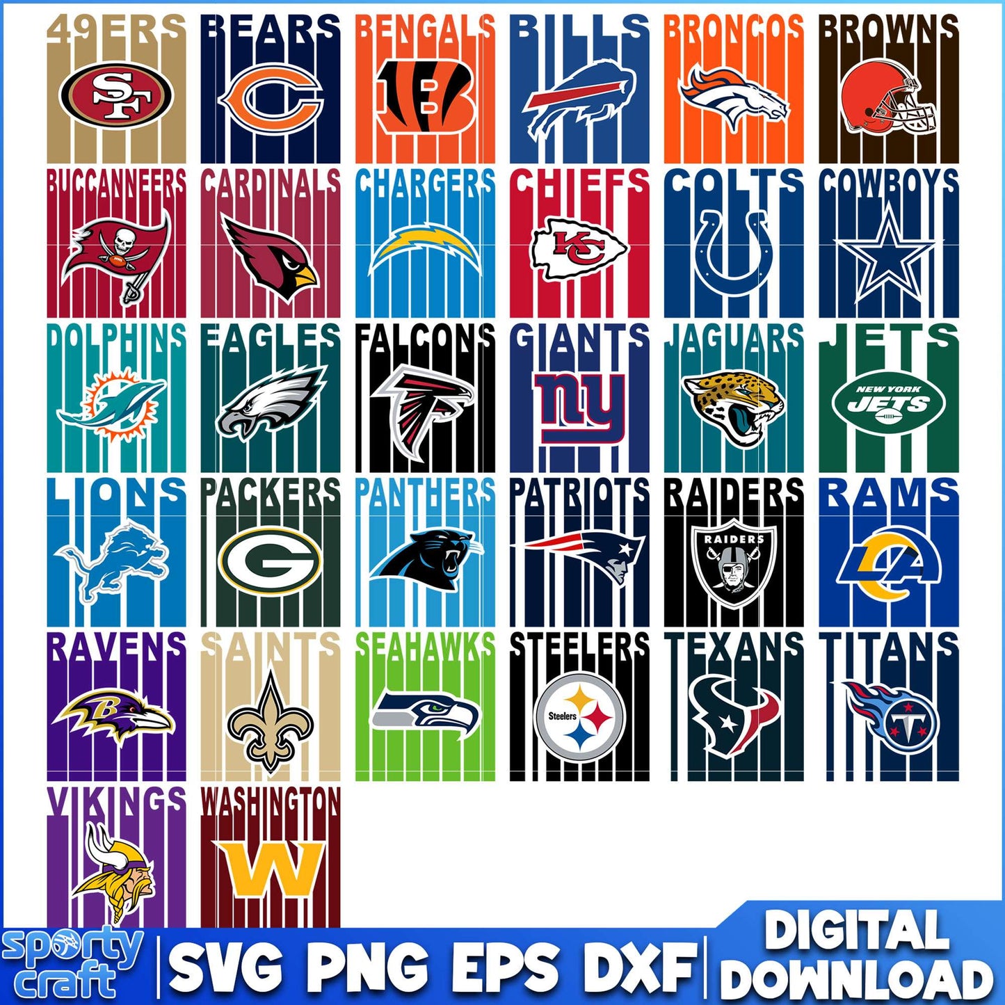 Teams Logos NFL Football Bundle SVG, NFL Teams SVG, nfl logo svg