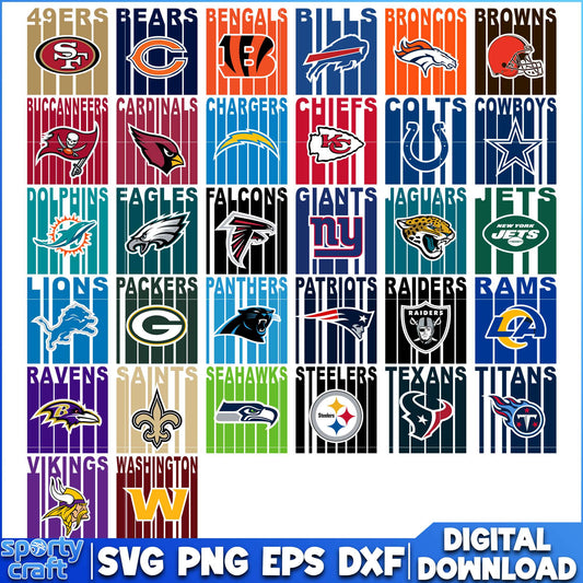 Teams Logos NFL Football Bundle SVG, NFL Teams SVG, nfl logo svg
