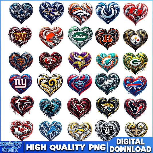 Sread Hearts NFL Team Bundle PNG, NFL Football PNG, nfl logo png