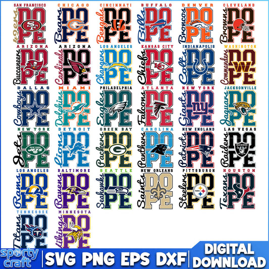 Nope NFL Team Logos Bundle SVG, NFL Football SVG, nfl logo svg