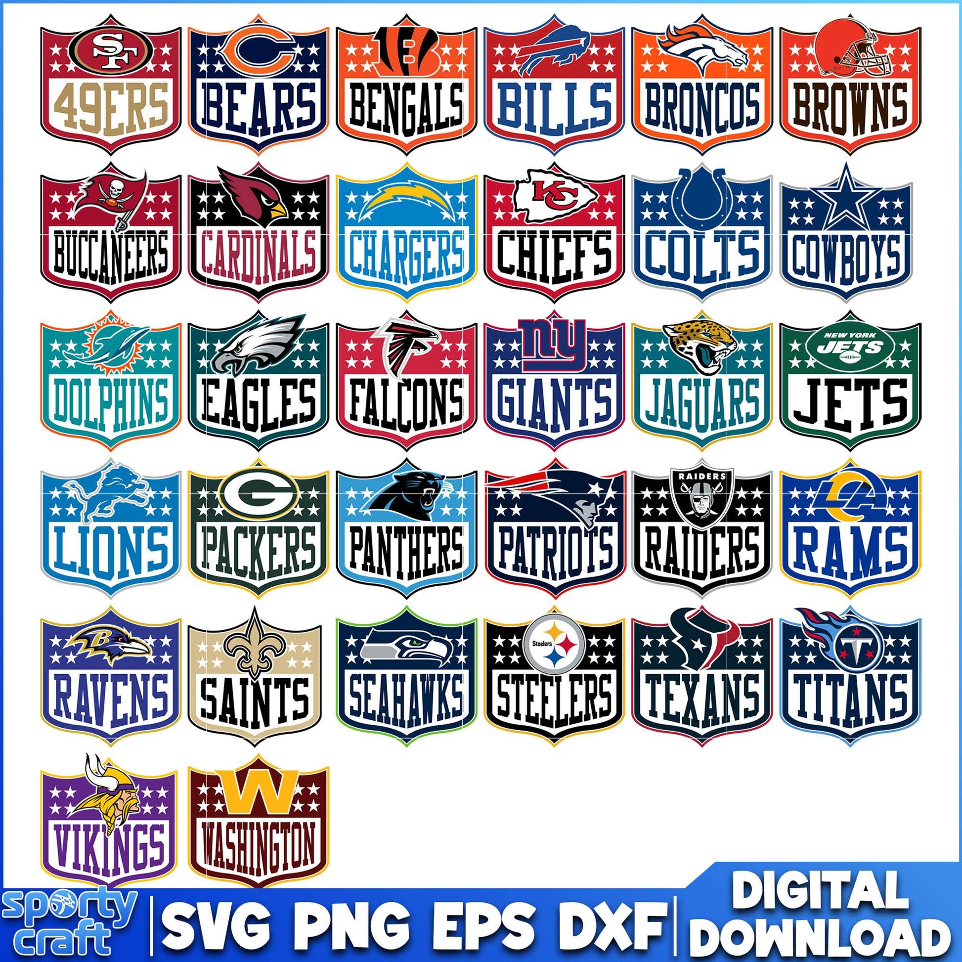 Custom Logos NFL Football Bundle SVG, NFL Teams SVG, super bowl svg