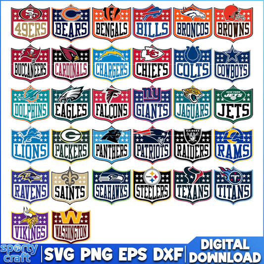 Custom Logos NFL Football Bundle SVG, NFL Teams SVG, super bowl svg