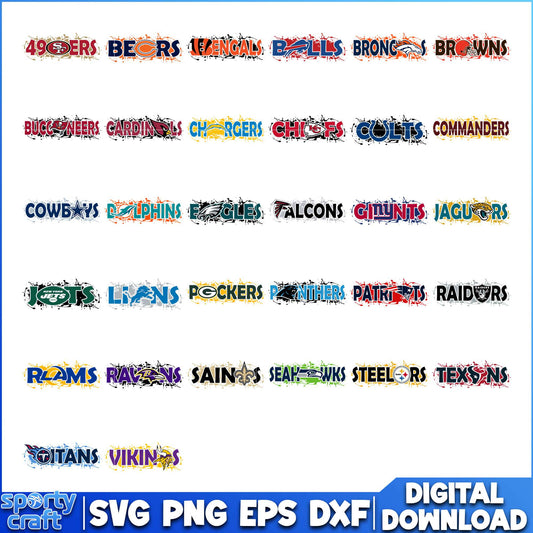 Team Logos NFL Football Bundle SVG, NFL Teams SVG, super bowl svg