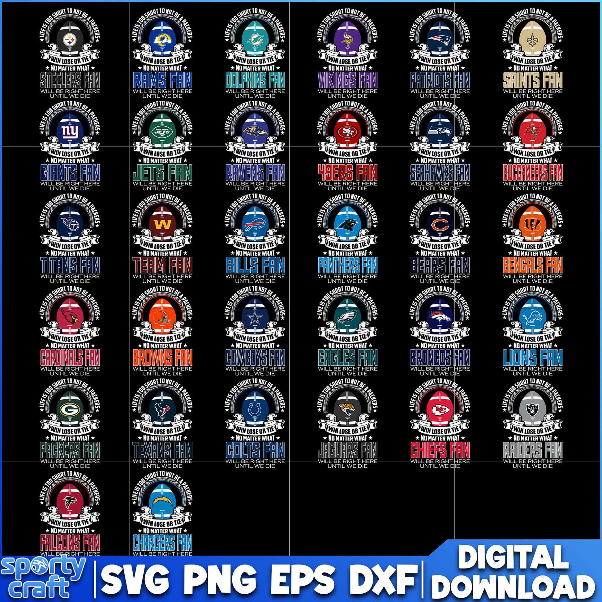 Life is too short to be NFL Football Bundle svg, Nfl team svg, super bowl svg