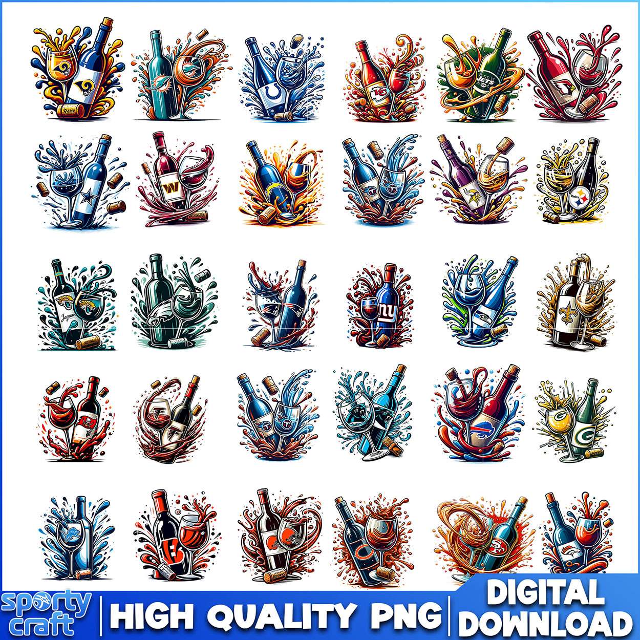 Wine NFL Bundle PNG, NFL Football PNG, nfl playoff png