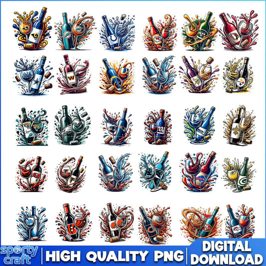 Wine NFL Bundle PNG, NFL Football PNG, nfl playoff png