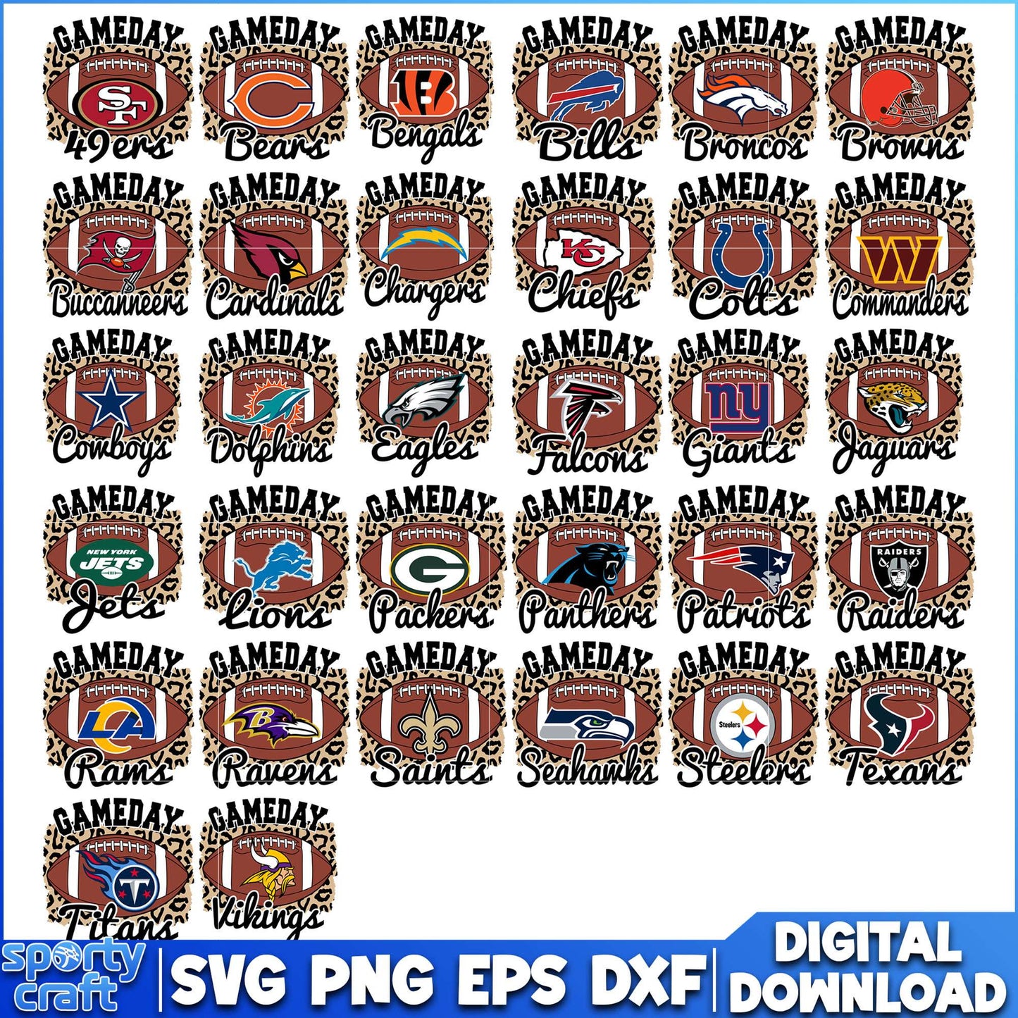NFL Gameday Football SVG Bundle, Game day svg bundle, nfl svg