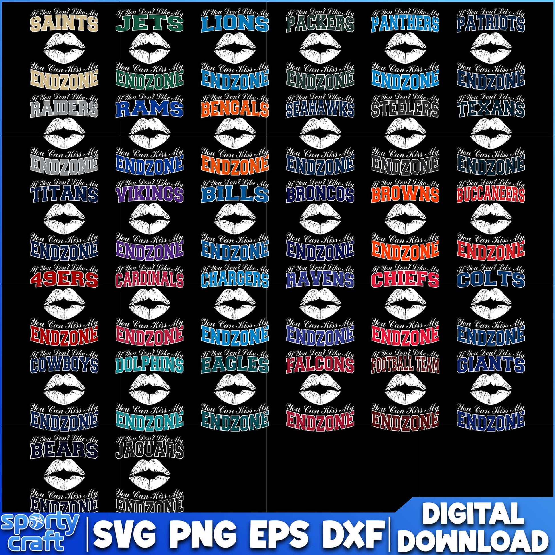 Kiss Logos Team NFL Football Bundle SVG, NFL Teams SVG, super bowl svg