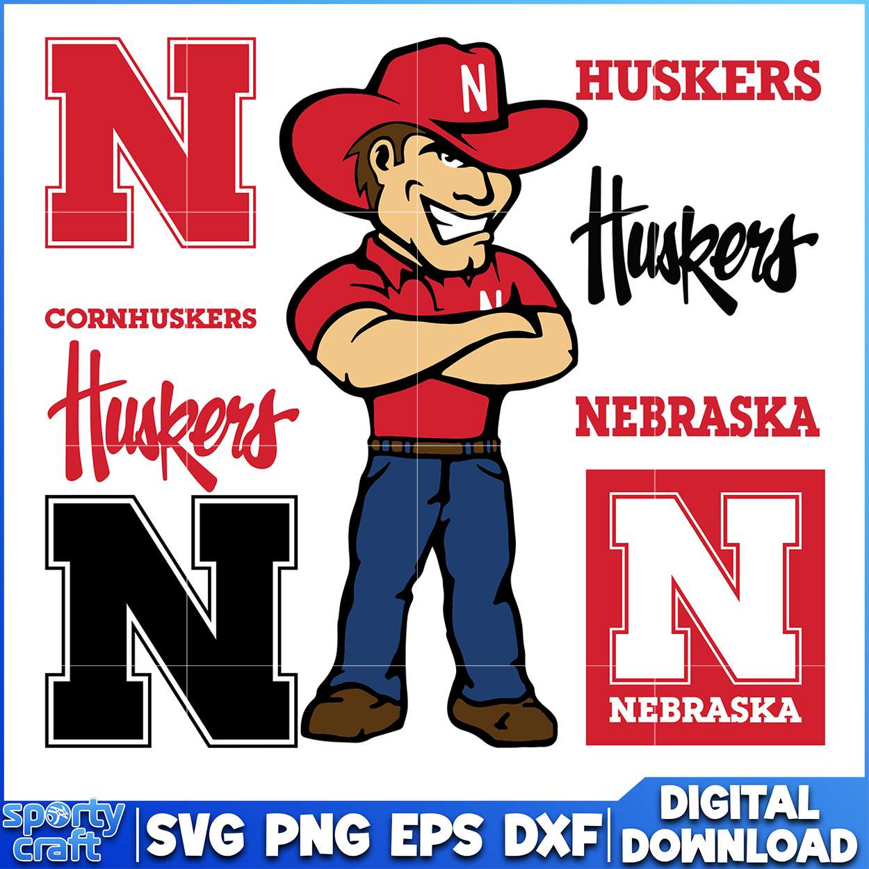 Nebraska Huskers man SVG Bundle , ncaa rankings svg, ncaa games svg