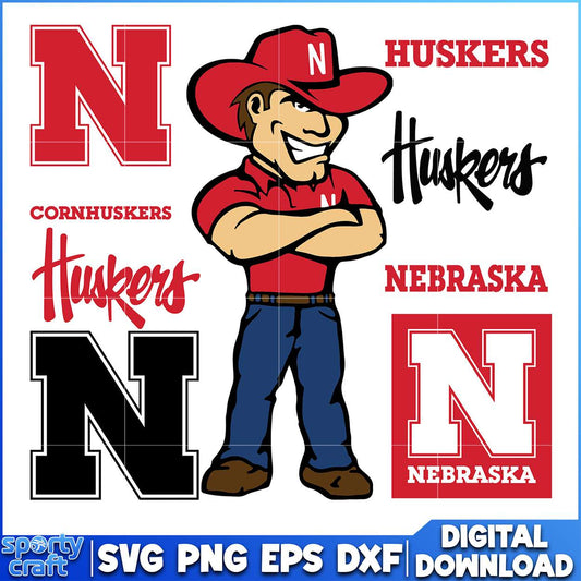 Nebraska Huskers man SVG Bundle , ncaa rankings svg, ncaa games svg