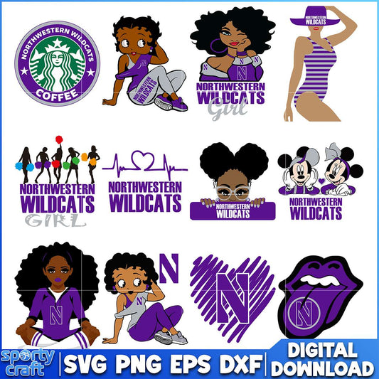 Northwestern Wildcats SVG Bundle, ncaa tournament svg, ncaa scores svg
