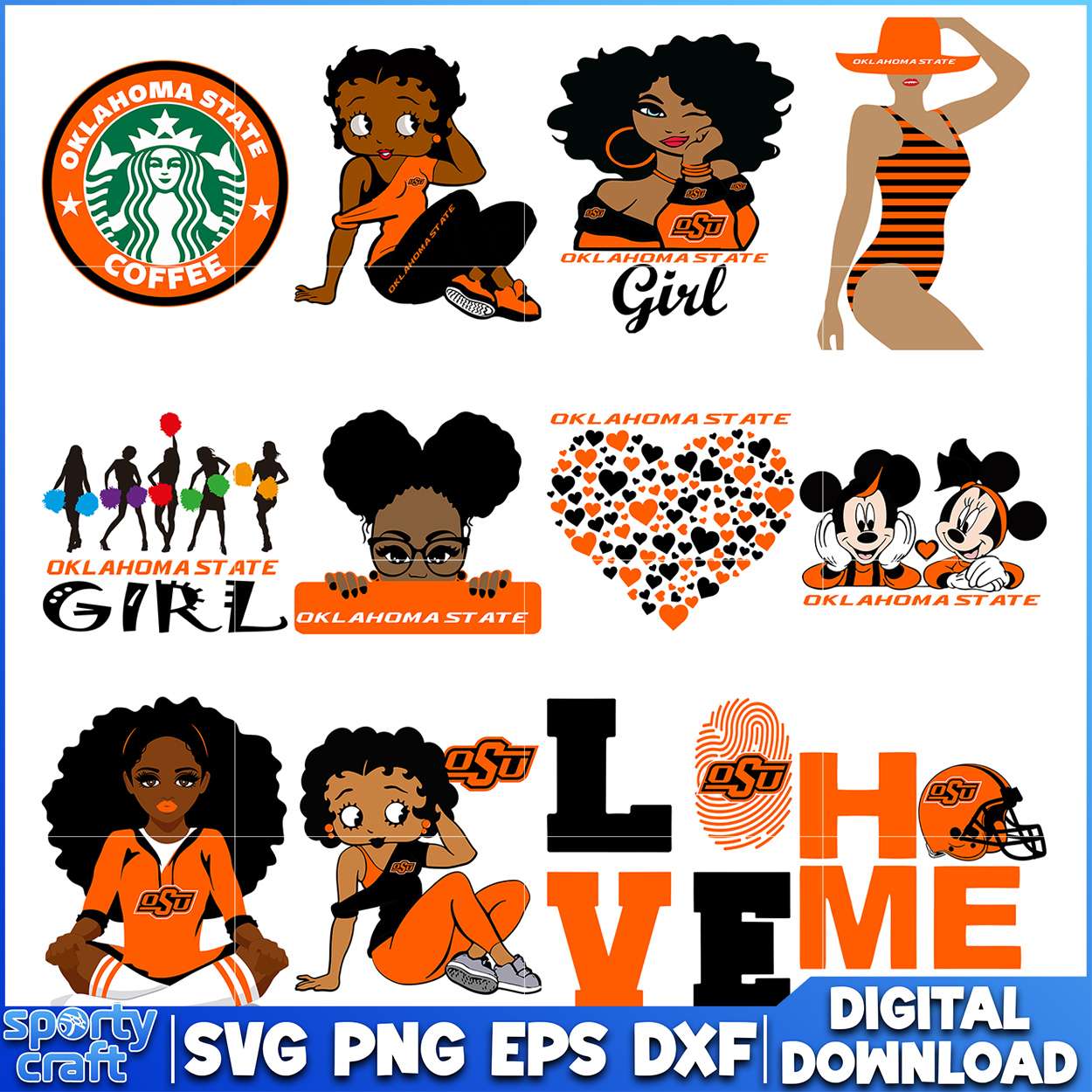 Oklahoma State SVG Bundle Girl Power Design, ncaa tournament svg, ncaa scores svg