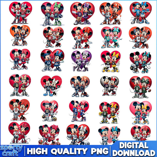 Mickey Minnie NFL Football Bundle PNG, NFL Teams PNG, nfl playoff png