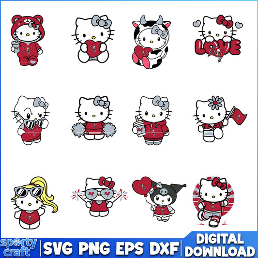 Hello Kitty Buccaneers SVG Bundle, Tampa Bay Buccaneers SVG, hello kitty sv