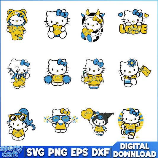 Hello Kitty Chargers SVG Bundle, Los Angeles Chargers SVG, nfl teams svg