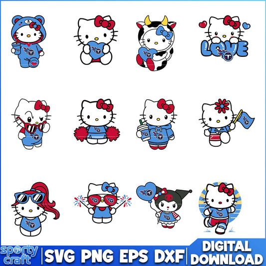 Hello Kitty Titans SVG Bundle, Tennessee Titans SVG