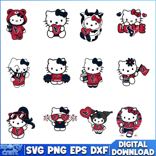 Hello Kitty Texans SVG Bundle, Houston Texans SVG