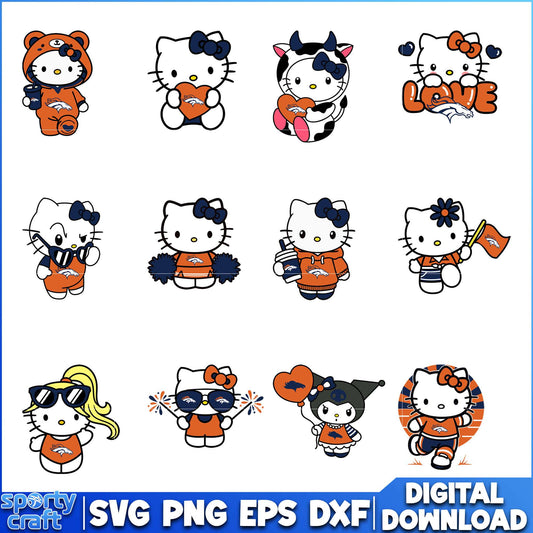 Hello Kitty Broncos svg Bundle, Denver Broncos svg, nfl 2025 svg