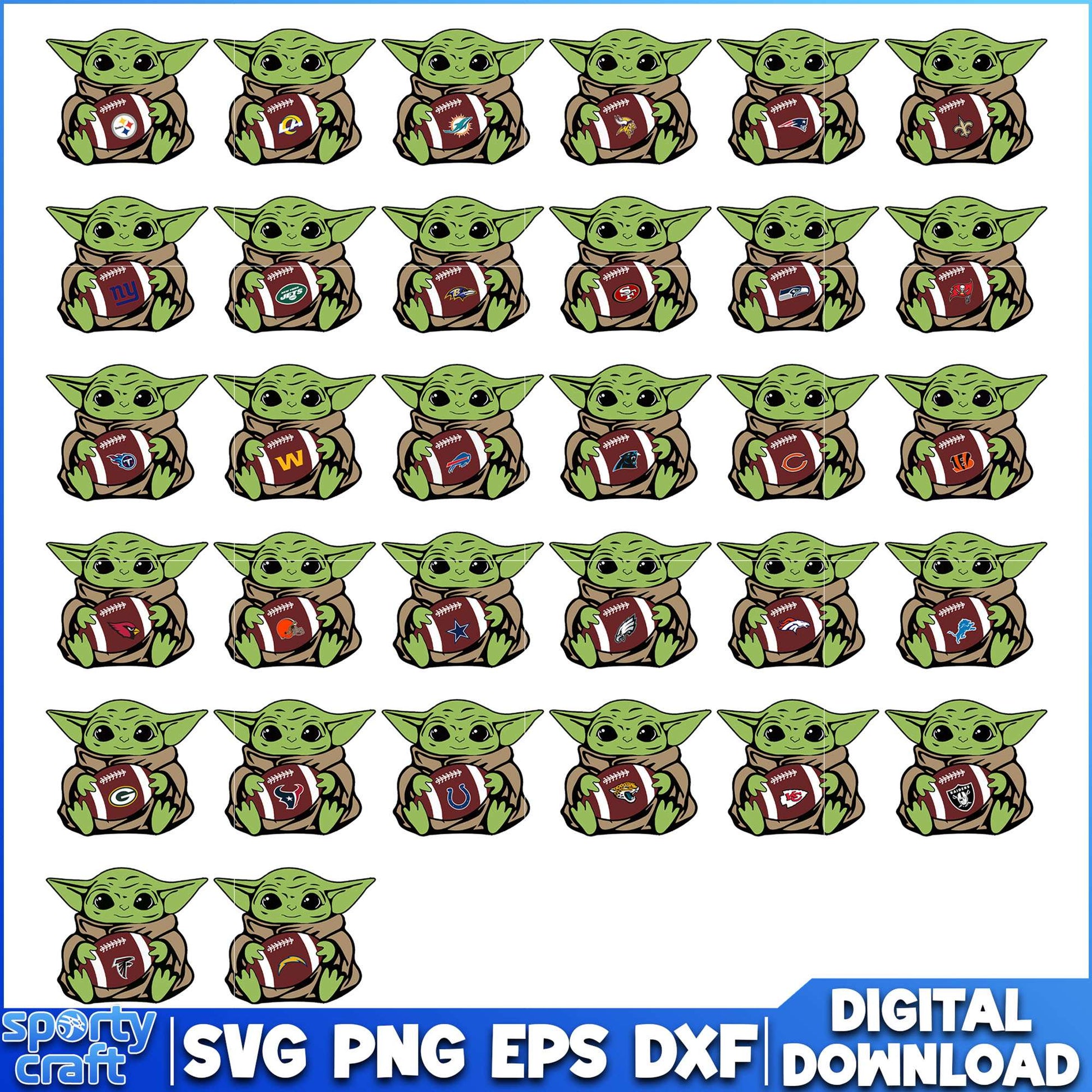 Yoda NFL SVG Bundle, NFL Football SVG, nfl 2025 svg