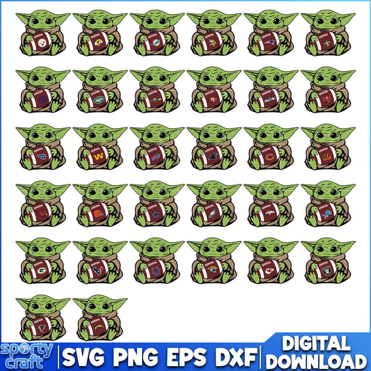 Yoda NFL SVG Bundle, NFL Football SVG, nfl 2025 svg