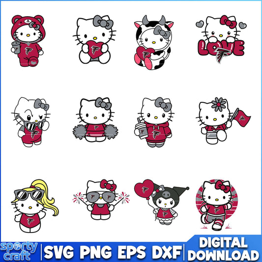 Hello Kitty Falcons SVG Bundle, Atlanta Falcons SVG, super bowl svg