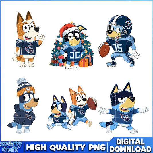 Bluey Dog Titans PNG Bundle, Tennessee Titans PNG, nfl season png