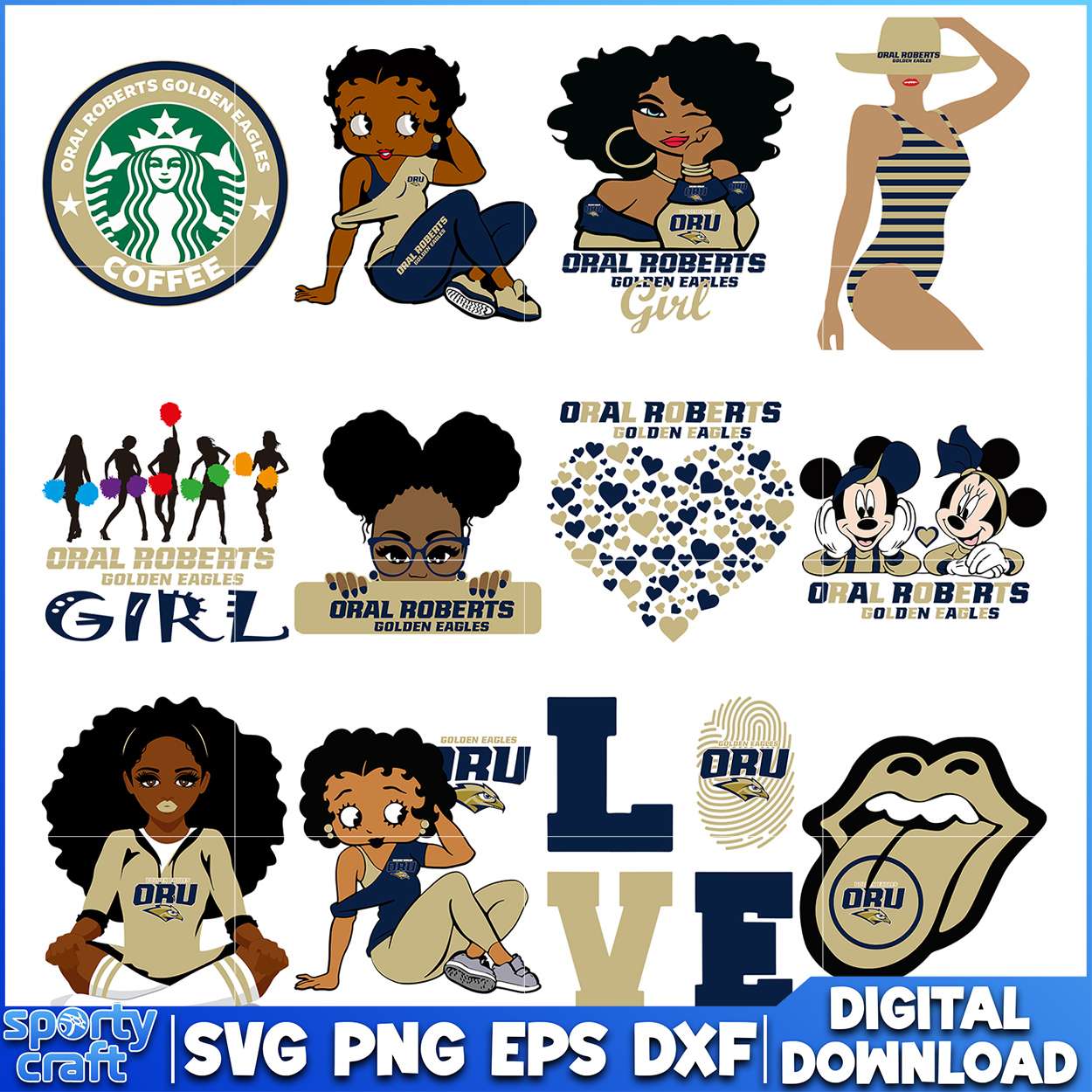 Oral Roberts Golden Eagles SVG Bundle, ncaa playoff svg, ncaa team svg