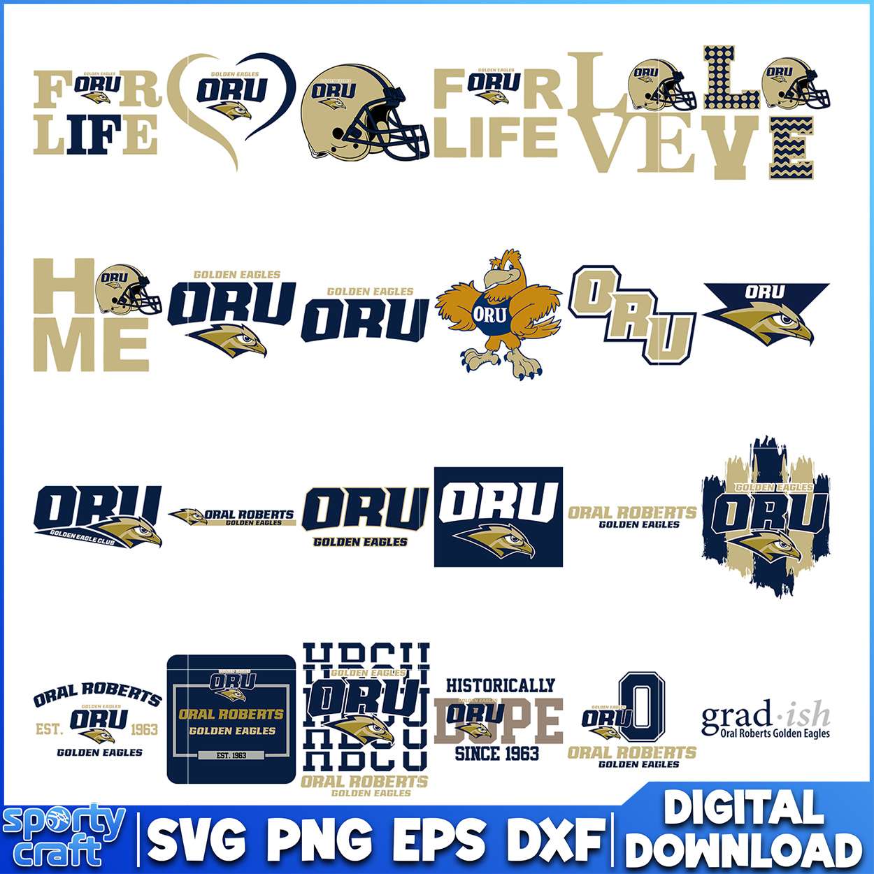 Oral Roberts University SVG Bundle, ncaa playoff svg, ncaa team svg