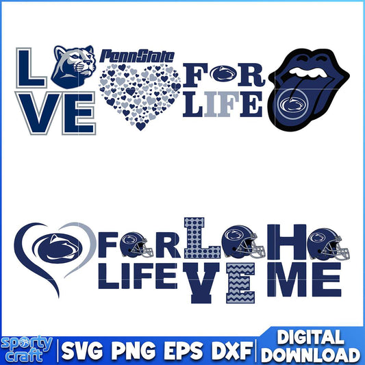 Penn State SVG Bundle Love For Life Designs, ncaa playoff svg, ncaa team svg