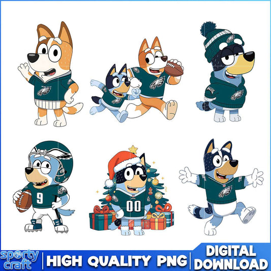 Bluey Dog Eagles PNG Bundle, Philadelphia Eagles PNG, nfl logo png
