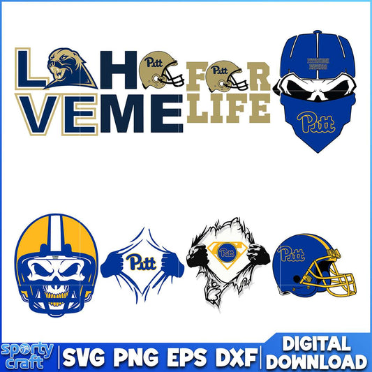 Pitt Panthers SVG Bundle Football svg, Skull Designs svg, ncaa team svg