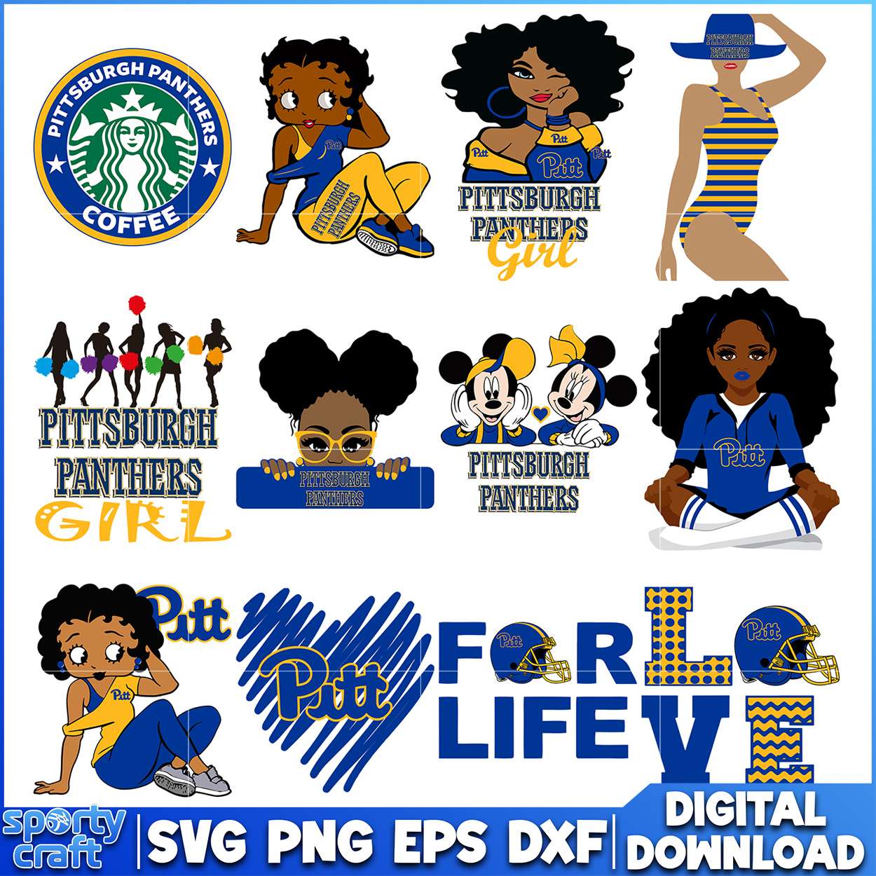 Pittsburgh Panthers SVG Bundle Girl Power Designs, ncaa playoff svg, ncaa team svg